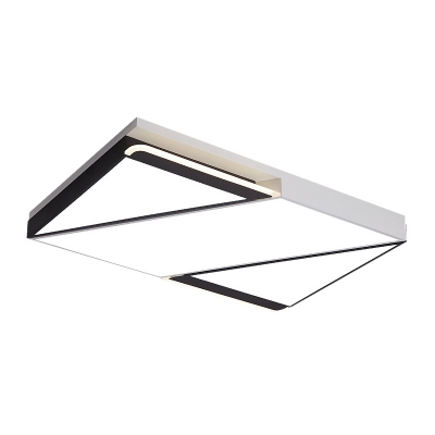 Acrylic Square/Rectangle Ceiling Fixture Modernist Black and White Spliced LED Flush Mount Lamp in White/3 Color Light