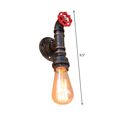 Bronze Finish Water Pipe Wall Light Industrial Style Metal Single-Bulb Wine Bar Wall Sconce Light