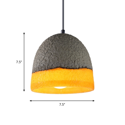 Cement Grey Pendant Lamp Bell/Bucket/Cone Shade 1 Head Industrial Hanging Light with Resin Trim