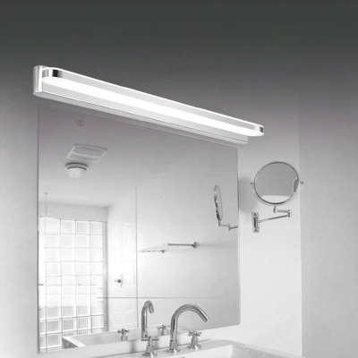 Chrome Curved/Straight LED Vanity Sconce Simple Stainless Steel Small/Large Wall Lighting in Warm/White Light