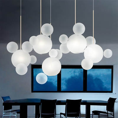 Frosted Blown Glass Bubble Cluster Pendant Novelty Modern 1 Lights Brass Suspension Lamp