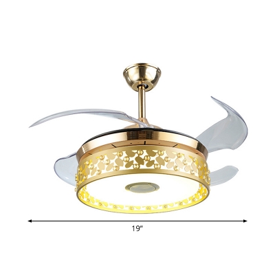 Gold Hollowed out Drum Semi Flush Mount Postmodern 19