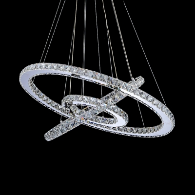 K9 Crystal 2/3-Tier Ring Chandelier Pendant Stylish Modern LED Ceiling Hang Light in Warm/White Light