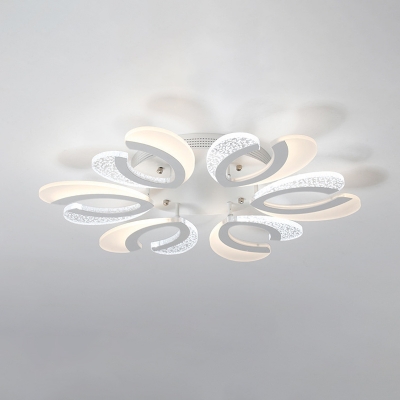 Modernism Coral Ceiling Flush Mount Acrylic 4/6/12-Light Bedroom LED Semi Mount Lighting in Warm/White Light