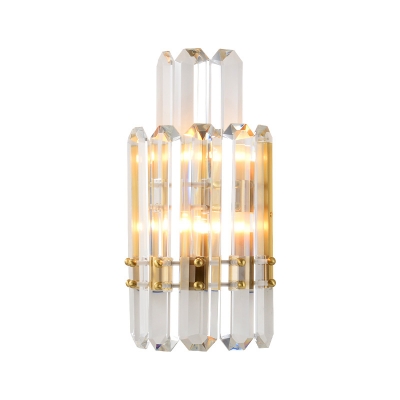Prismatic Crystal 2-Tier Wall Light Modern 2 Lights Gold Wall Light Sconce for Dining Room