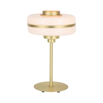 1-Light Bedside Night Light Postmodern Gold Table Lighting with Round/Horn/Schoolhouse Clear/White Glass Shade