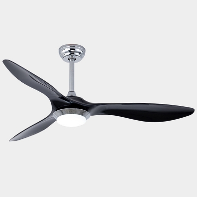 3 Blades Circle LED Pendant Fan Lighting Simplicity Acrylic Black/White Semi Flush Mount Ceiling Light, 52