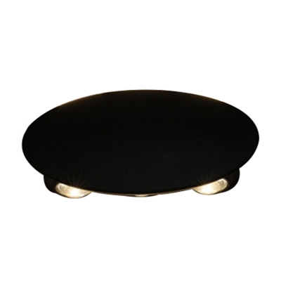 4/6 Lights Patio Wall Washer Sconce Modern Black LED Wall Lamp with Curved/Oval/Hexagon Metal Shade