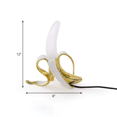 Artistry LED Table Light Yellow and White Peeled Banana Small Night Lamp with Resin Shade