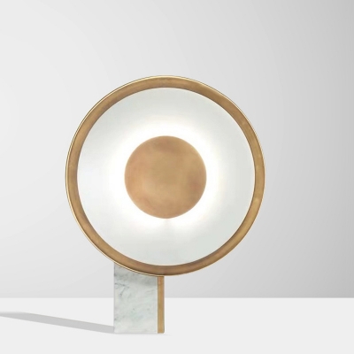 Concentric Round Marble Night Lamp Postmodern Gold and White LED Table Light for Living Room