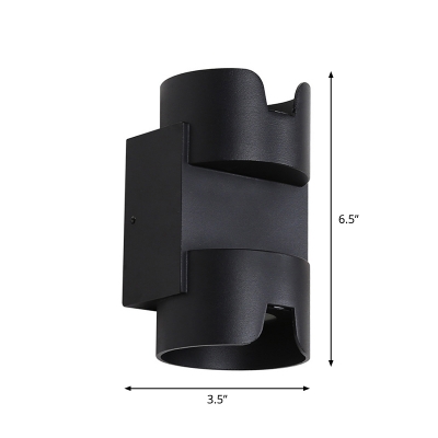 Cylindrical Terrace Wall Mounted Light Aluminum Modern Up and Down LED Wall Sconce in Black
