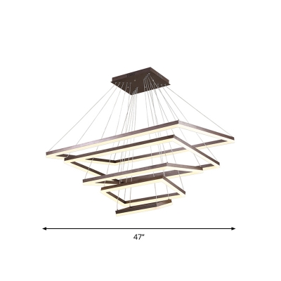 Dining Room LED Chandelier Contemporary Coffee Hanging Light with 3/4/5 Tiers Aluminum Frame