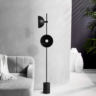 Iron Dome Standing Floor Lamp Postmodern 2-Light Black Floor Light with Trumpet Design