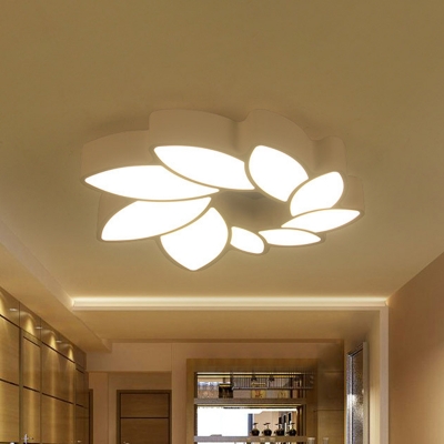 Nordic Olive Wreath Ceiling Lamp Acrylic Living Room LED Flush Mounted Light in Warm/White/3 Color Light