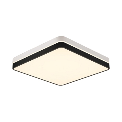 Simplicity LED Flush Light Black-White Round/Square/Rectangle Ceiling Mounted Lamp with Acrylic Shade