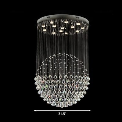 Sphere Ceiling Flush Mount Light Modern Crystal Orb 3/5/14-Bulb Living Room Flush Light in Stainless Steel