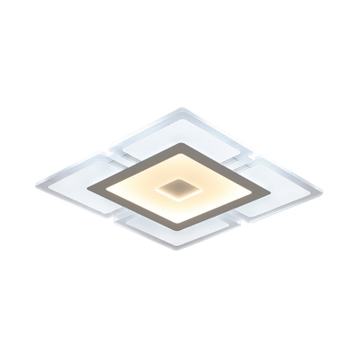 Square/Rectangle Parlor Ceiling Fixture Acrylic Minimalism LED Flush Mount Lighting in Warm/White Light, Small/Large