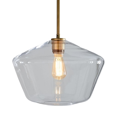 1-Light Snack Bar Pendant Light Kit Postmodern Gold Pendulum Light with Schoolhouse/Diamond Clear Glass Shade