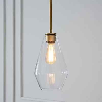 1-Light Snack Bar Pendant Light Kit Postmodern Gold Pendulum Light with Schoolhouse/Diamond Clear Glass Shade