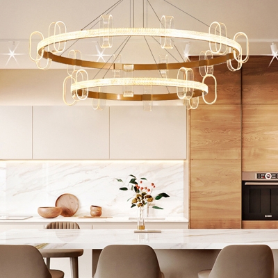 2/3/4-Tiered Tapered Drop Lamp Contemporary Acrylic Gold Ceiling Chandelier in Warm/White Light