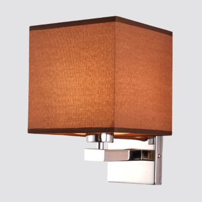 Cuboid Living Room Sconce Light Fabric 1 Bulb Modern Style Wall Mounted Lamp in Beige/Coffee/Flaxen