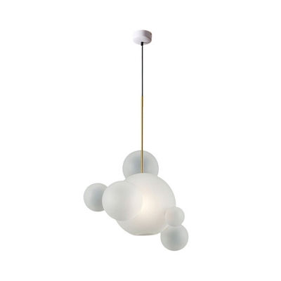 Frosted Blown Glass Bubble Cluster Pendant Novelty Modern 1 Lights Brass Suspension Lamp