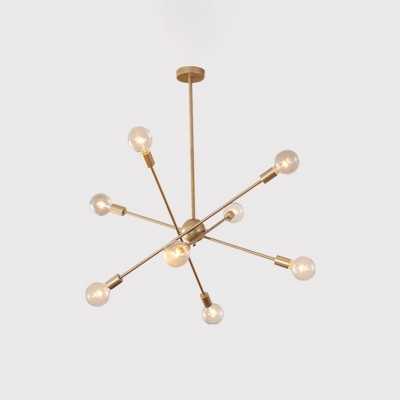 Metallic Bursting Chandelier Minimalist 6/8-Head Gold Hanging Lamp for Dining Room