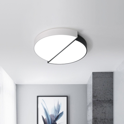 Nordic Double-Semicircle Flushmount Metal Bedroom LED Close to Ceiling Light in Black and White, 11