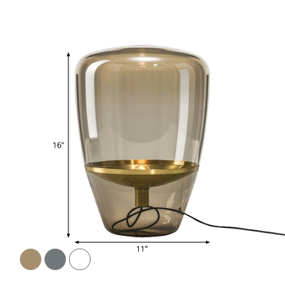 Novelty Modern Tapered Shade Night Lamp Clear/Smoke Grey/Cognac Glass Single Bedroom Table Light in Black/Brass