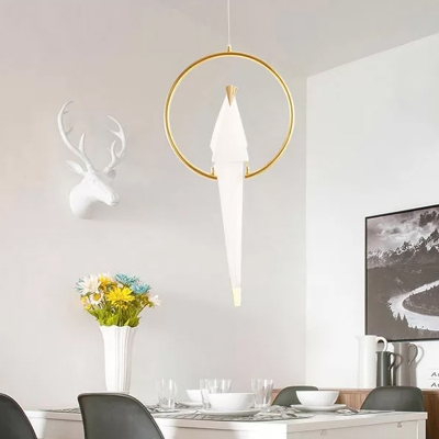 Orizuru Pendant Light Fixture Designer Plastic 1/2/3-Head Bedside Pendulum Light in White-Gold