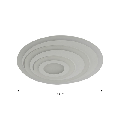 Rippling Acrylic Flush Ceiling Light Modern White LED Flushmount Lighting in Warm/White Light, 19.5