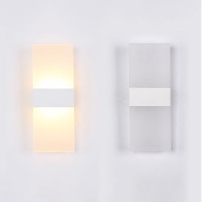 Ultrathin Rectangle LED Wall Sconce Minimalist Acrylic Black/White Wall Mounted Lamp in Warm/White Light, 11.5