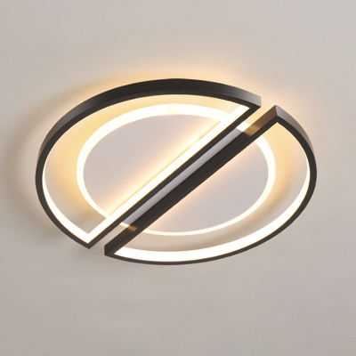 Black Semicircle/Triangle Thin Flush Lamp Minimalistic Acrylic Surface Mounted LED Ceiling Light in Warm/White Light