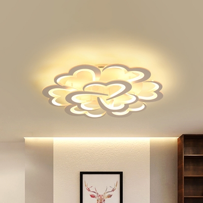 Blossom Semi Flush Mount Lighting Modern Acrylic 4/9/12 Heads Living Room Ceiling Lamp in Warm/White Light