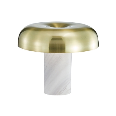 Brushed Brass-White Mushroom Night Lamp Postmodern 1-Light Marble Standing Table Light