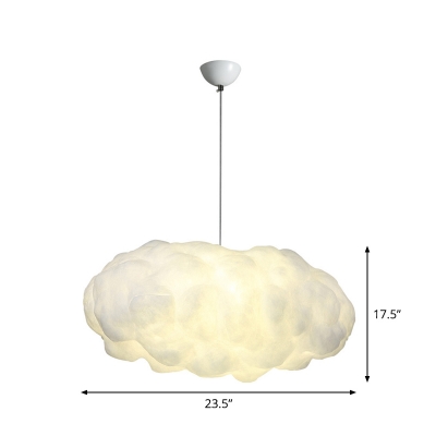 Cotton Cloud Pendant Lighting Art Deco 1-Bulb White Hanging Ceiling Light over Table