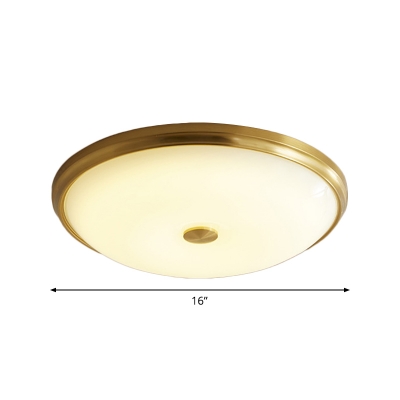 Gold Round/Bowl Ceiling Lighting Minimalist Opal Frosted Glass 12.5