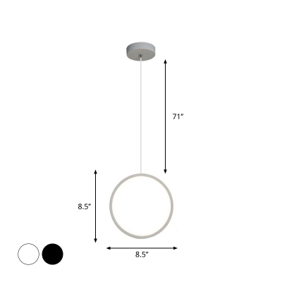 Halo Ring Acrylic Pendant Lighting Simplicity Black/White LED Hanging Ceiling Light in Warm/White Light