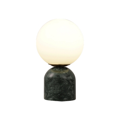 Marble Dome Small Night Lamp Simple 1 Head Black/White/Green Table Light with Ball Cream Glass Shade
