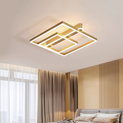 Minimalist Structure LED Ceiling Lamp Acrylic Bedroom Flush Mount Lighting in Coffee/Gold