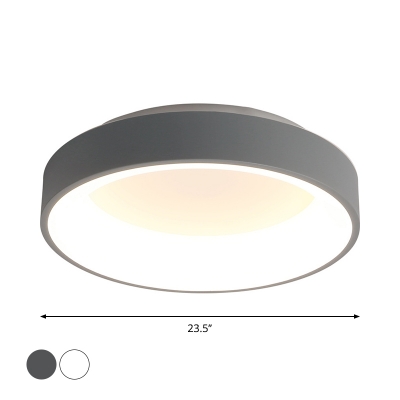 Nordic Halo Ring Ceiling Fixture Acrylic LED Bedroom Flush Mount Lighting in Grey/White, 18