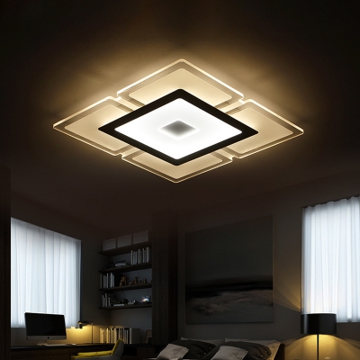 Square/Rectangle Parlor Ceiling Fixture Acrylic Minimalism LED Flush Mount Lighting in Warm/White Light, Small/Large