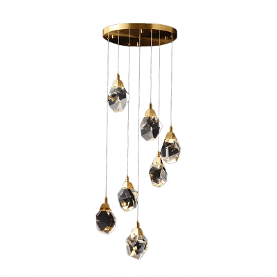 Trendy Modern Teardrop Pendant Light Cut Crystal 3/5/24 Lights Dining Room Multi Light Ceiling Light in Brass