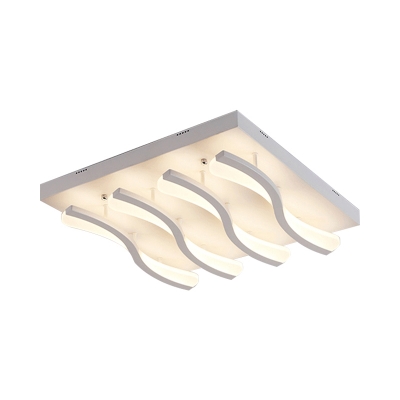 Twisted LED Ceiling Mount Light Fixture Minimalist Acrylic 4/6/7 Heads White Flush Mount Lamp in Warm/White Light