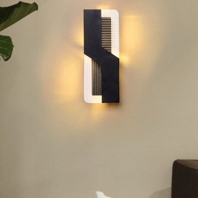 Z-Shaped Wall Lamp Fixture Modern Acrylic Black/White LED Wall Mounted Light in Warm/White Light for Living Room