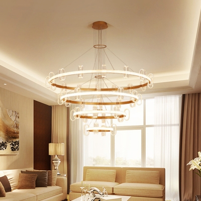 2/3/4-Tiered Tapered Drop Lamp Contemporary Acrylic Gold Ceiling Chandelier in Warm/White Light