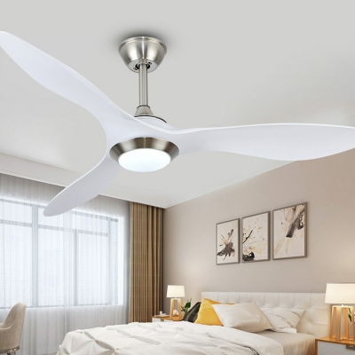 3-Blade White Petal Semi-Flush Mount Nordic Style Acrylic LED Hanging Fan Light Fixture, 48