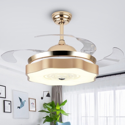 4-Blade Floral LED Ceiling Fan Light Fixture Modern Acrylic 19