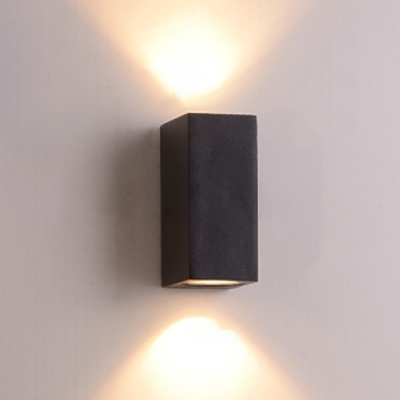 Black Cube/Cuboid LED Wall Sconce Modern 1/2-Head Metal Small/Large Wall Mount Lamp for Entry Gate