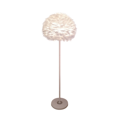 Dome Girls Bedside Floor Lamp Feather 1 Bulb 18